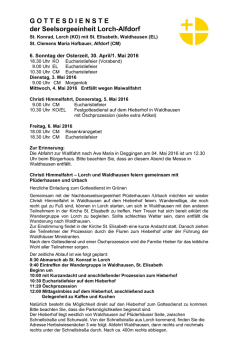 GOTTESDIENSTE der Seelsorgeeinheit Lorch