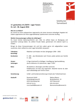 Anmeldung Lager Tenero - SOTV Solothurner Turnverband