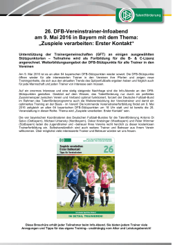 26. DFB-Vereinstrainer-Infoabend am 9. Mai 2016 in Bayern mit