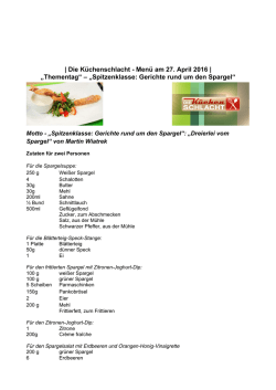 Die Rezepte vom 27. April 2016