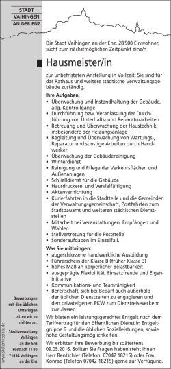 HausmeisterIn - Stelleninserate.de