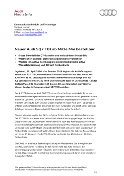 Neuer Audi SQ7 TDI ab Mitte Mai bestellbar