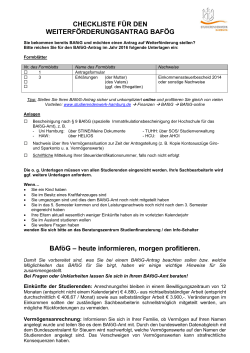 Checkliste für den Weiterförderungsantrag BAföG