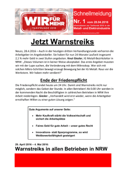 Jetzt Warnstreiks