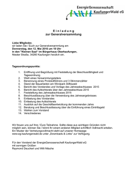 E inladung zur Generalversammlung
