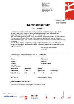 Anmeldung Lager Elm - SOTV Solothurner Turnverband