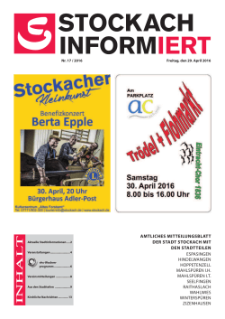 Stockach Informiert Nr. 17 vom 29.04.2016