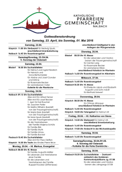 Pfarrbrief Nr. 16-2016 - Pfarreiengemeinschaft Nalbach