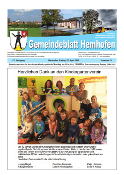 Gemeindeblatt vom 22. April 2016