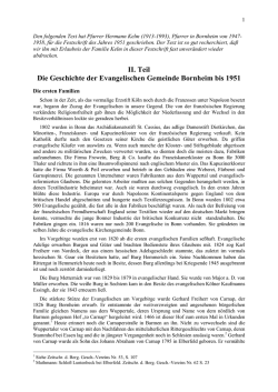 II. Teil Die Geschichte der Evangelischen Gemeinde Bornheim bis