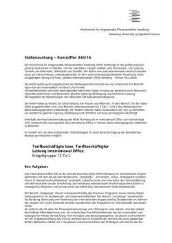 Leitung International Office - 036/16 EG 13 TV-L