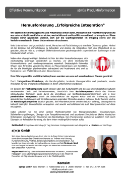 Herausforderung &bdquo;Erfolgreiche Integration&ldquo;