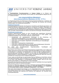 eines wissenschaftlichen Mitarbeiters (0,5 EGr. 13 TV-L)