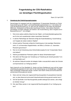 Fragenkatalog der CDU-Ratsfraktion zur
