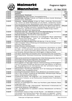 Programm an jedem der elf Maimarkt-Tage 30.4