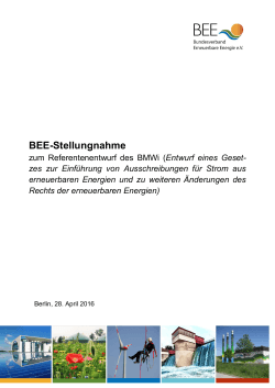 Die BEE-Stellungnahme zum BMWi Referentenentwurf EEG 2016