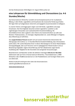 Inserat Chorassistenz und Stimmbildung