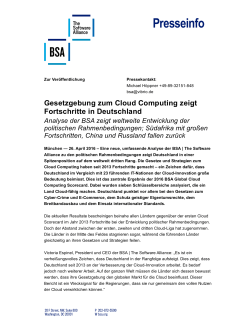 Presseinfo - 2016 BSA Global Cloud Computing Scorecard