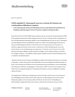 CHMP empfiehlt EU-Zulassung für Gazyvaro von Roche für
