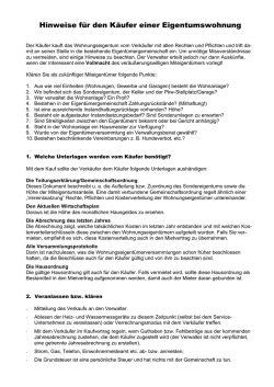 Hinweise f&uuml;r den K&auml;ufer einer Eigentumswohnung