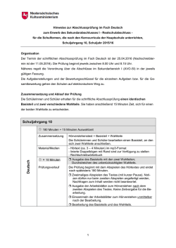 Hinweise zur Abschlusspr&uuml;fung im Fach Deutsch