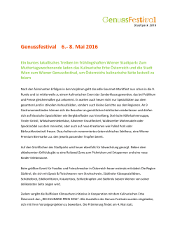 Pressemeldung 29.04.2016 - Genuss Festival im Wiener Stadtpark