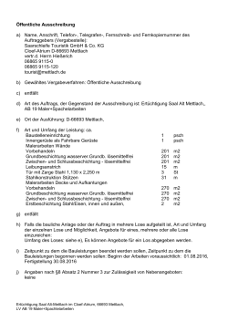 Öffentliche Ausschreibung a) Name, Anschrift, Telefon