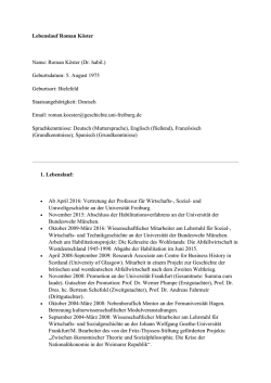 Lebenslauf Roman Köster Name: Roman Köster (Dr. habil