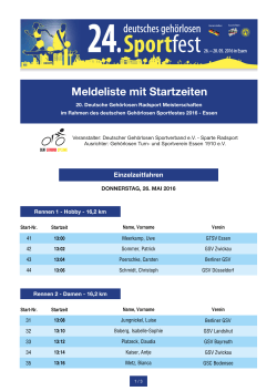 Startliste Radsport Essen2016 - 24. Deutsches Gehörlosen