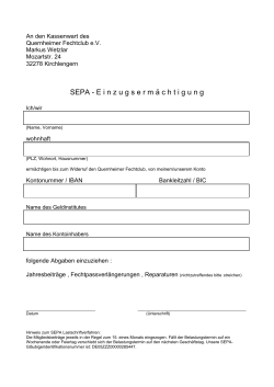 SEPA Einzugsermächtigung Quernheimer Fechtclub e.V. Stand 2014