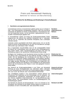 Richtlinie f&uuml;r die Bildung und Erziehung in Vorschulklassen