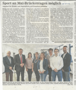 Page 1 SpOrt an Mai-Brückentagen möglich