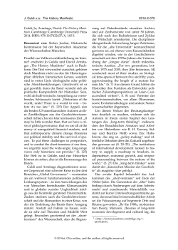 J. Guldi ua: The History Manifesto 2016-2-070 Guldi, Jo - H-Soz-Kult