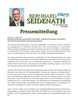 Montag, 25. April 2016 Bernhard Seidenath und Joachim Unterländer