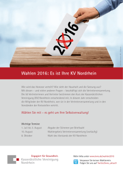 Wahlen 2016: Es ist Ihre KV Nordrhein