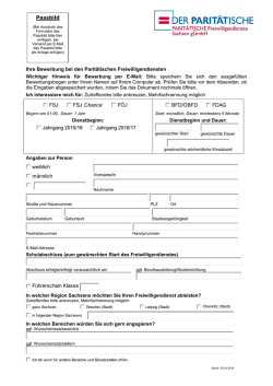 Ihre Bewerbung bei den Parit&auml;tischen Freiwilligendiensten FSJ FSJ