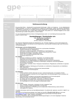 Sozialpädagoge/Sozialarbeiter m/w oder vergleichbare