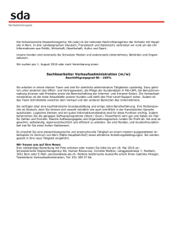 Sachbearbeiter Verkaufsadministration 80-100