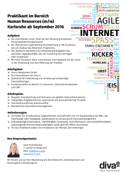 Praktikant im Bereich Human Resources (m/w) Karlsruhe ab - diva-e