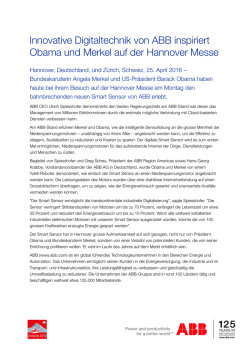 Innovative Digitaltechnik von ABB inspiriert Obama und Merkel auf