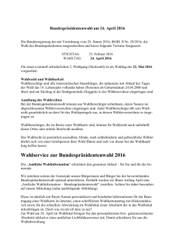 Info Bundespräsidentwahl am 24. April 2016