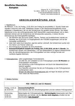 Berufliche Oberschule Kempten ABSCHLUSSPRÜFUNG 2016
