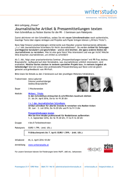 Journalistische Artikel & Pressemitteilungen texten