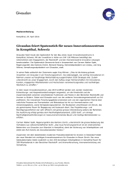 Givaudan feiert Spatenstich f&uuml;r neues Innovationszentrum in