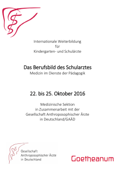 Das Berufsbild des Schularztes 22. bis 25. Oktober