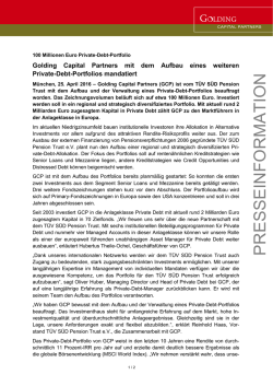 Golding Capital Partners mit dem Aufbau eines weiteren Private