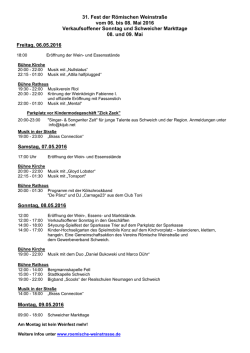 31. Fest der Römischen Weinstraße vom 06. bis 08. Mai 2016