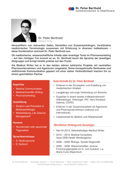 Dr. Peter Berthold Dr. Peter Berthold