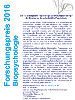 Forschungspreis Biopsychologie 2016