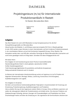 (m/w) für internationale Produktionsanläufe in Rastatt